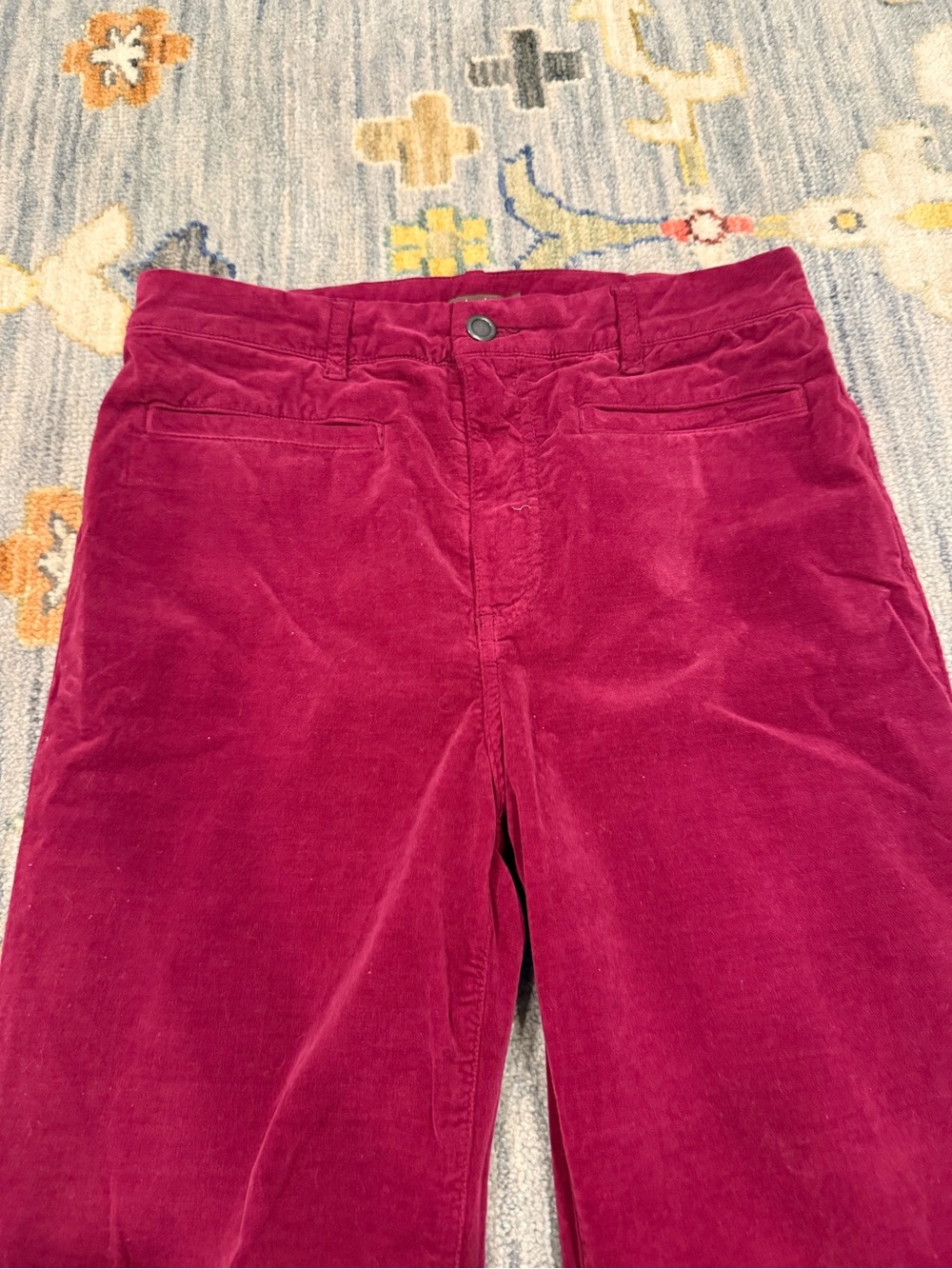 J. McLaughlin Braylee Raspberry velvet Corduroy wide leg Pants size 6 - Picture 2 of 5